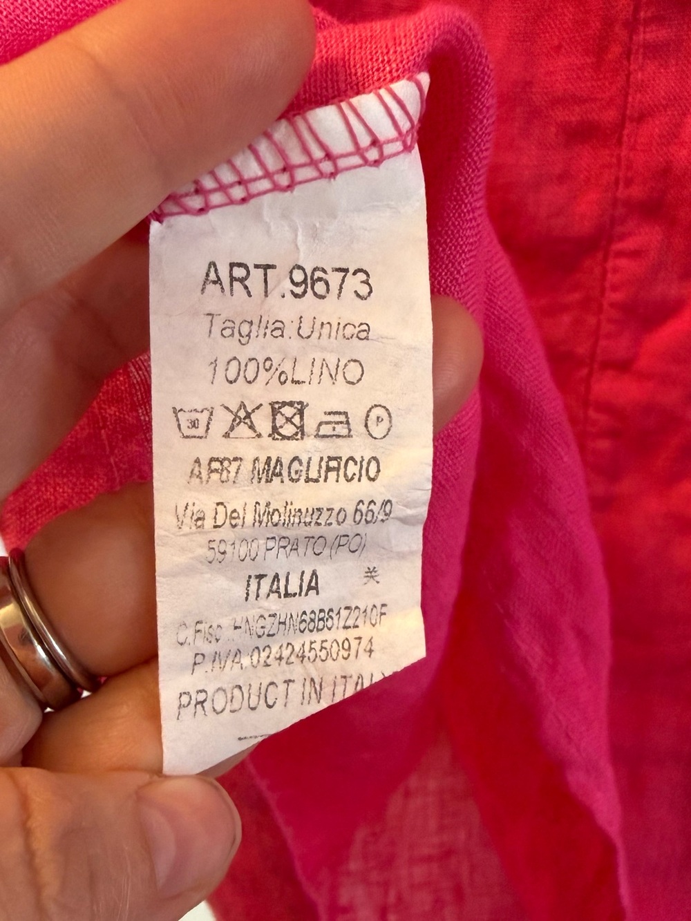 Women's Relaxed V-Neck Linen Tunic Blouse in Bright Pink - Picture 5 of 6